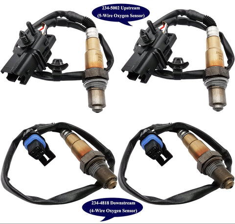 4Pcs 234-5002 234-4818 Upstream Downstream Oxygen O2 Sensor for Cadillac CTS 2005 SRX 2004-2006 STS 2005-2006 12575657, 12597912, 12590035, 12597449, 12616203