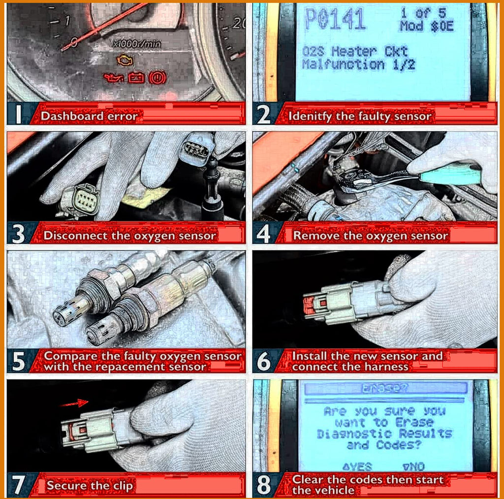 4Pcs O2 Sensor Set for Lexus RX350 3.5L (2010-2012 USA Built) - 234-9049 234-9042 234-4509 234-4416