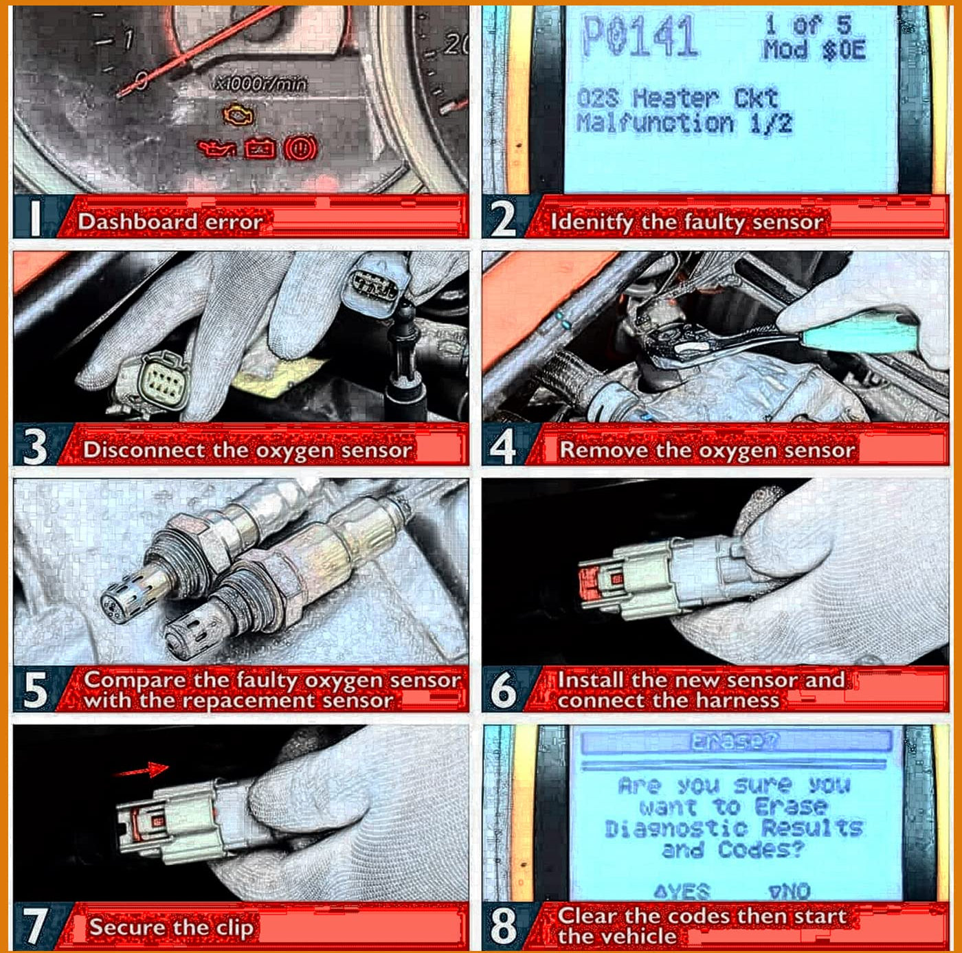 4Pcs O2 Sensor Set for Lexus RX350 3.5L (2010-2012 USA Built) - 234-9049 234-9042 234-4509 234-4416