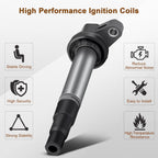 4Pcs Ignition Coils Pack for Toyota Prius Corolla Matrix Lexus CT200H Pontiac Vibe 1.8L | 90919-02258 90919-02252
