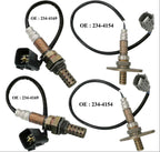 Set of four OEM-quality oxygen sensors with connectors and part numbers 234-4169 and 234-4154 for automotive use