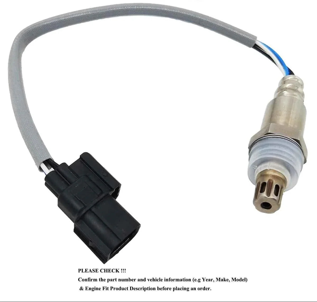 OEM-quality automotive oxygen sensor with wiring and connector for vehicle emission control