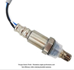 Close-up of an OEM-quality automotive oxygen sensor probe with attached wires for engine performance and emissions control